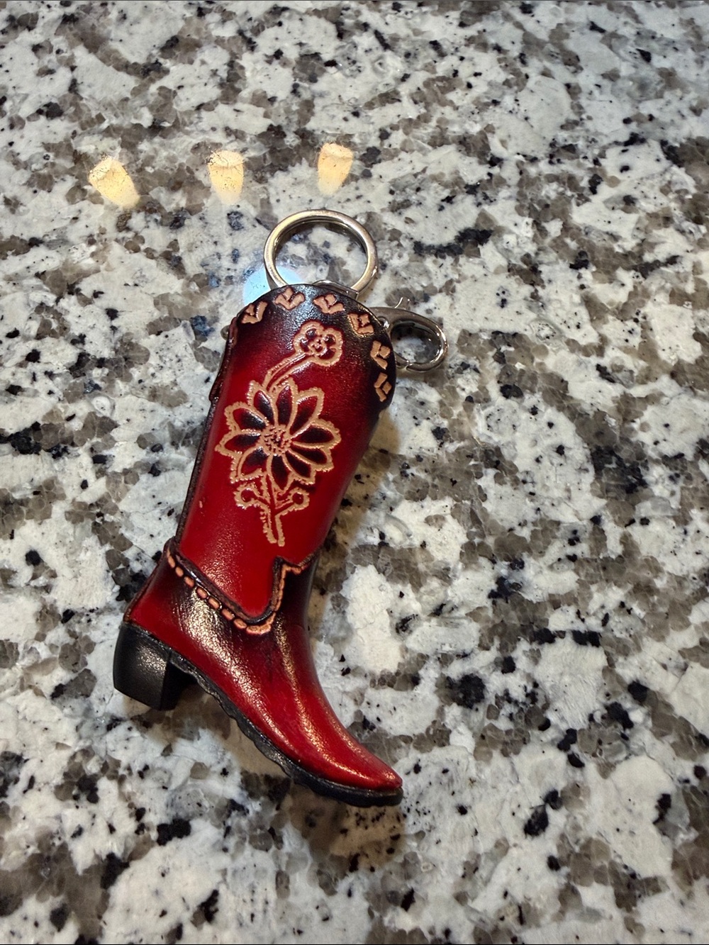 Source Unknown Red Floral Cowboy Boot Keychain